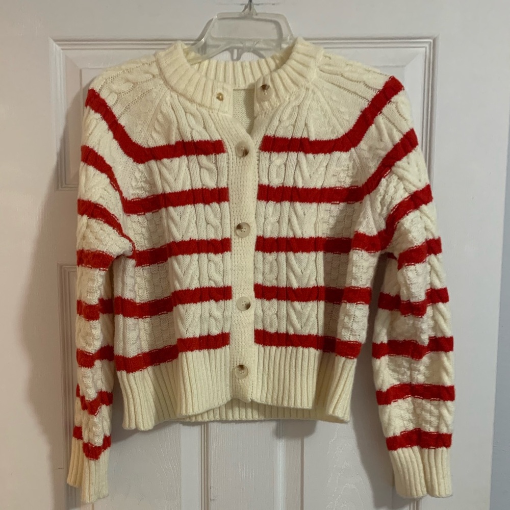 Great condition red and cream striped sweater